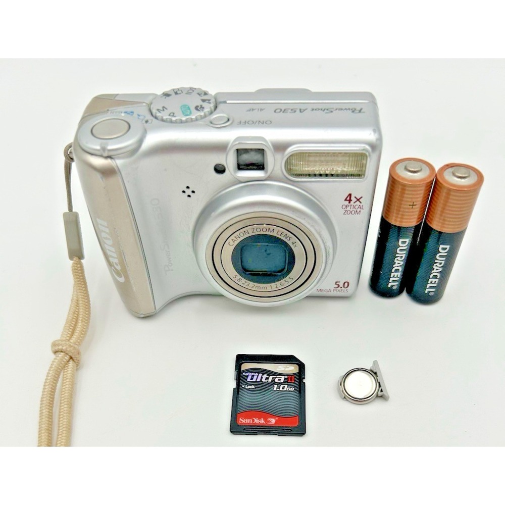 Canon PowerShot A530 5MP Digital Camera w/ Battery+Card Tested A+